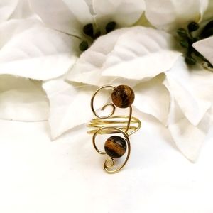 Natural Picture Jasper Gemstone Statement Ring